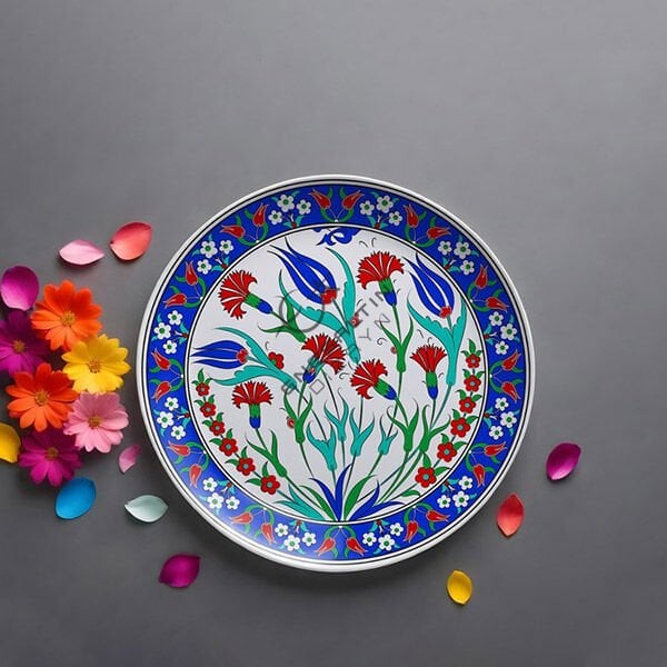 Şablon Desen 30 cm. -  Lale Karanfil Çini Tabak Deseni