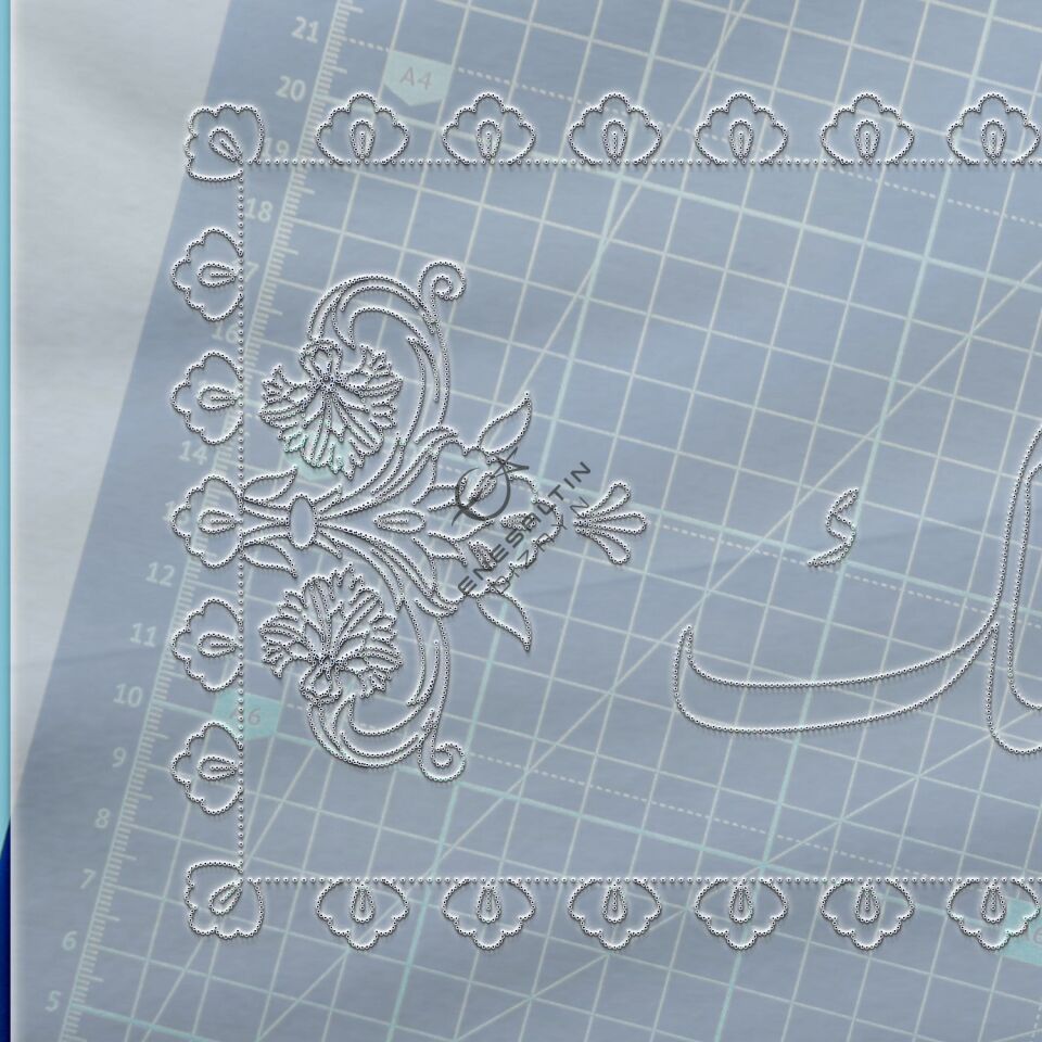 Stencil Design 20 x 60 cm. - Ya Malikül-Mülk (Ya Mâlikü'l-mülk) Calligraphy Tile Design