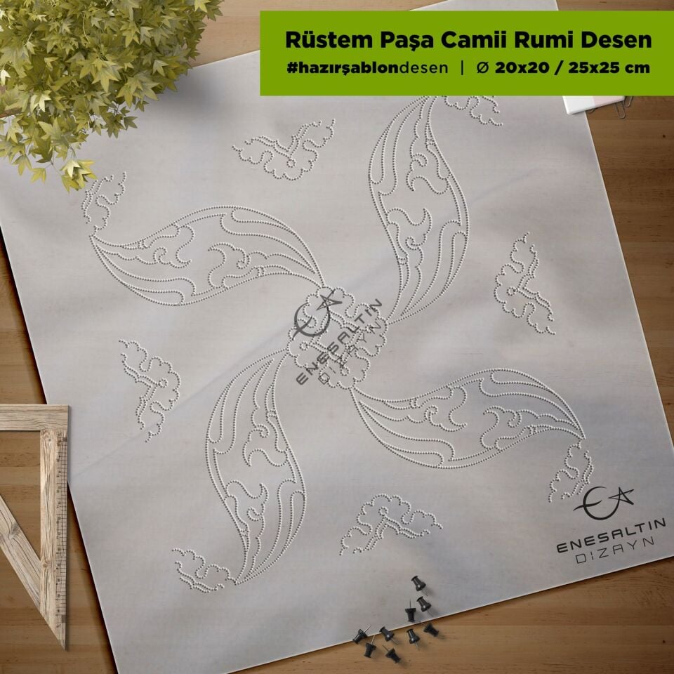 Şablon Desen - Rüstem Paşa Camii Rumi Çini Karo Deseni