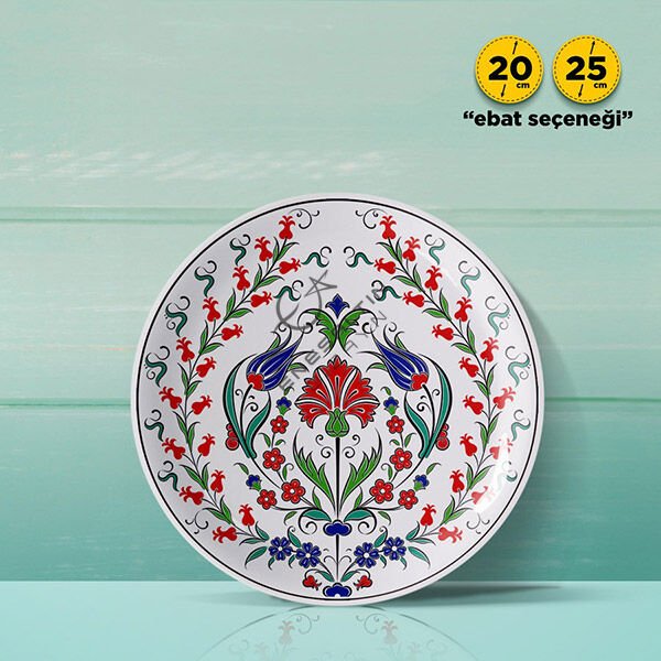 Şablon Desen  -  Lale Sümbül Karanfil Çini Tabak Deseni