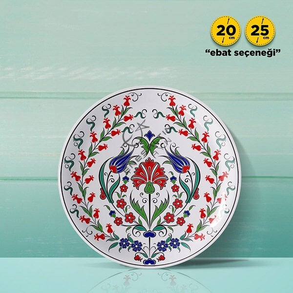 Şablon Desen  -  Lale Sümbül Karanfil Çini Tabak Deseni