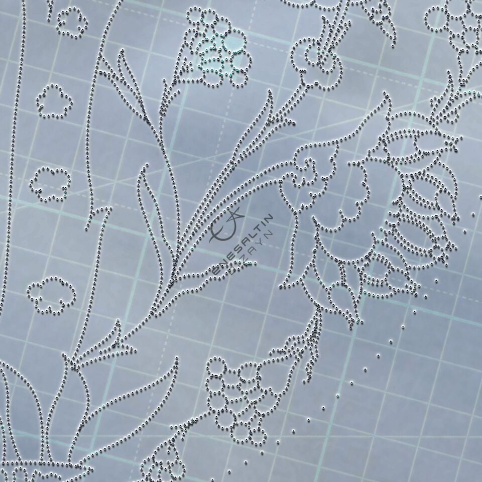 Şablon Desen 30 cm. -  1545 Şam İşi Şah Kulu İznik Enginar Çini Tabak Deseni