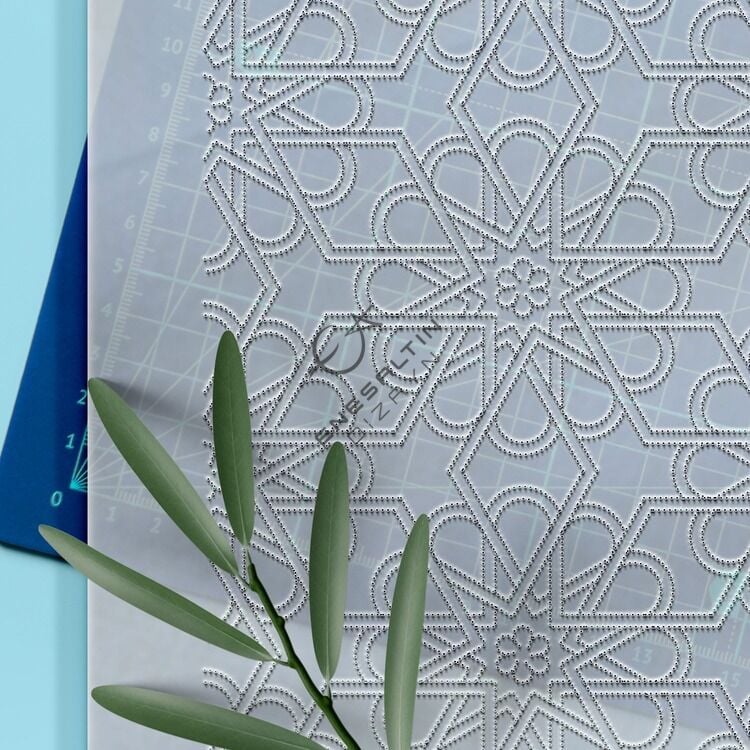 Şablon Desen 40x41 cm. - Selçuklu Yıldızı Sürekli Motif Çini Tabak / Karo Deseni