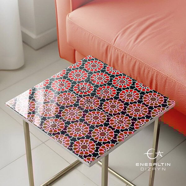 Şablon Desen 40x41 cm. - Selçuklu Yıldızı Sürekli Motif Çini Tabak / Karo Deseni