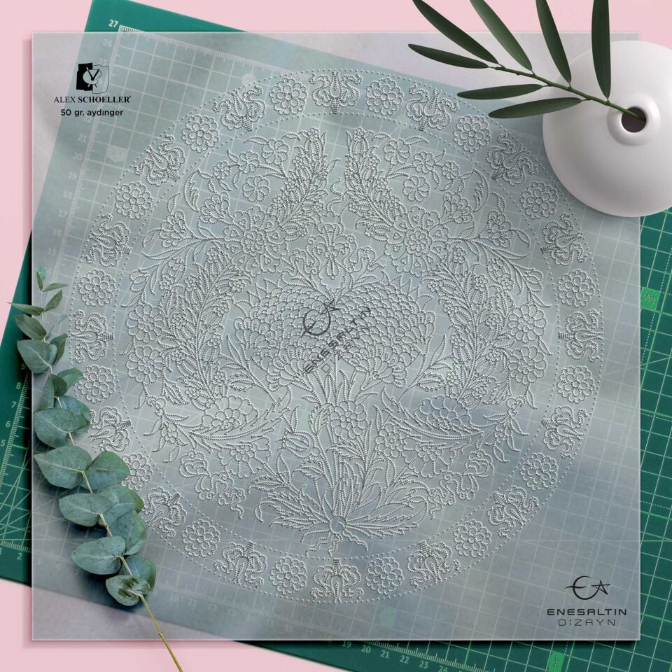 Stencil Design 30 cm. - Classic Iznik Pomegranate and Thorn Ceramic Plate Design