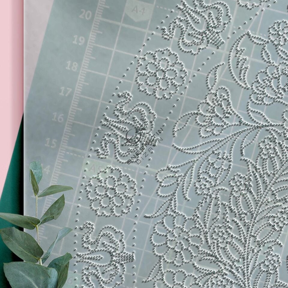 Şablon Desen 30 cm. -  Klasik İznik Nar ve Diken Çini Tabak Deseni