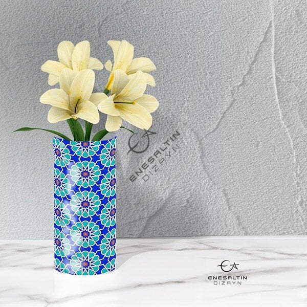 Şablon Desen 32x35 cm. - Selçuklu Yıldızı Sürekli Motif Çini Tabak / Karo Deseni