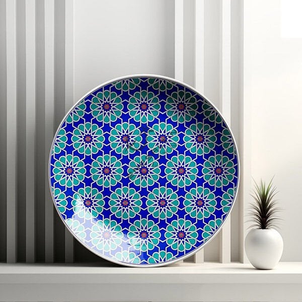 Şablon Desen 32x35 cm. - Selçuklu Yıldızı Sürekli Motif Çini Tabak / Karo Deseni