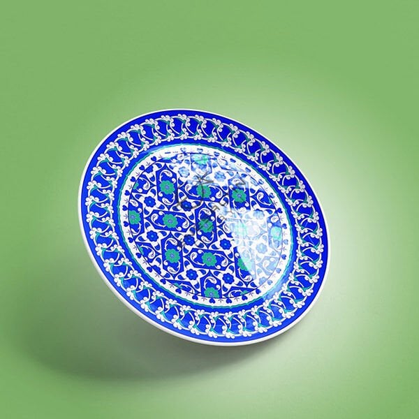 Şablon Desen 25 cm. -  Damalı Lotus Rumi Çini Tabak Deseni