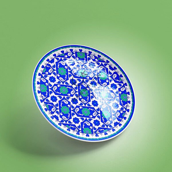Şablon Desen 20 cm. -  Damalı Lotus Rumi Çini Tabak Deseni