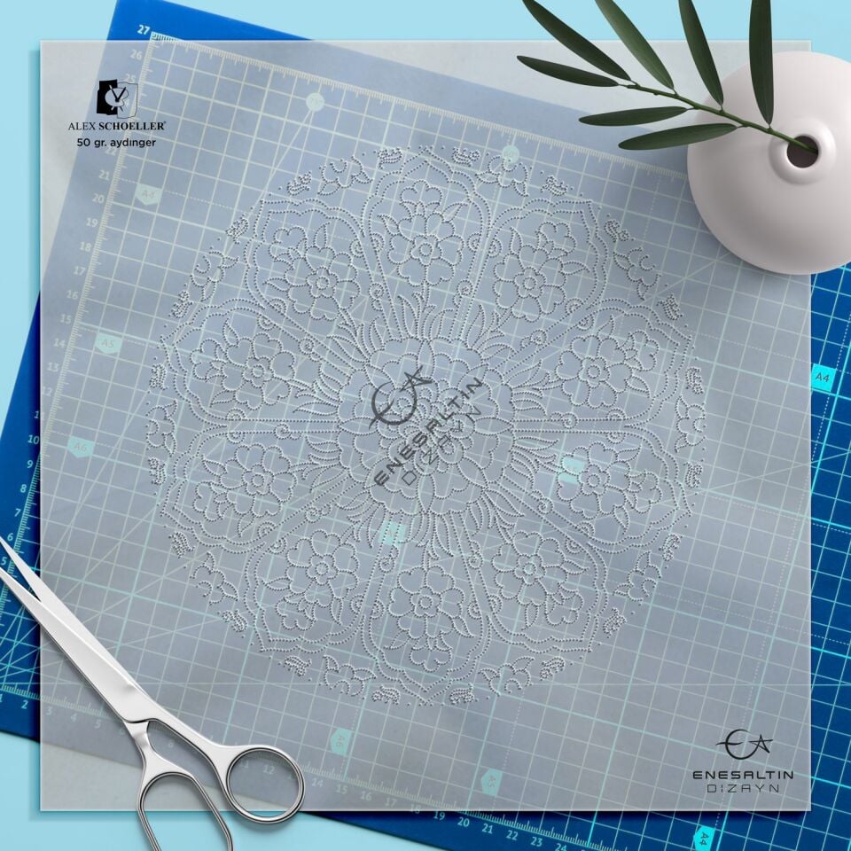 Hazır Şablon 5'li Desen Seti - Penç Çarkıfelek Çini Tabak Deseni