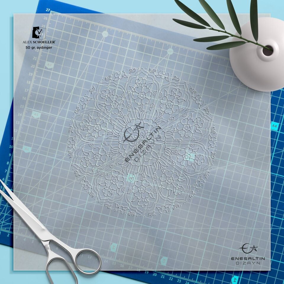 Hazır Şablon 5'li Desen Seti - Penç Çarkıfelek Çini Tabak Deseni