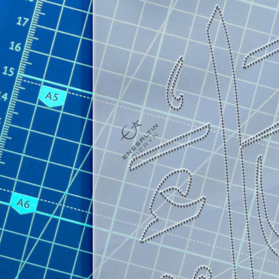 Şablon Desen 20 x 20 cm. - Maşallah Hat Yazı Kaligrafi Çini Karo/Tabak Deseni