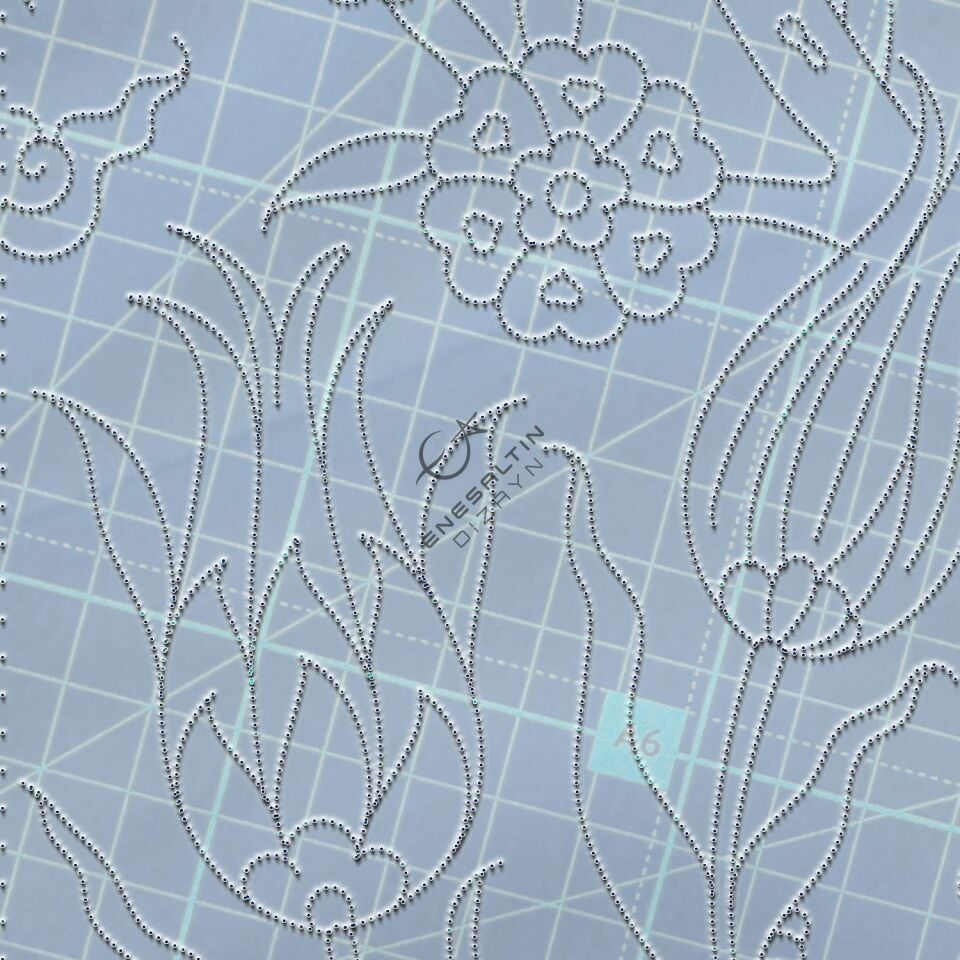 Şablon Desen 20 x 20 cm. - Kesit Motif Lale Penç Çini Karo Deseni