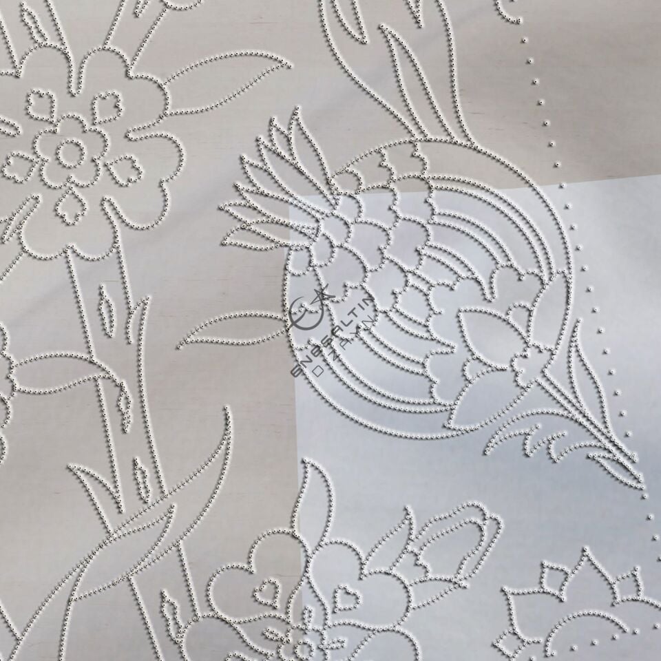 Şablon Desen 20 x 20 cm. - Kesit Motif Nar ve Penç Çini Karo Deseni