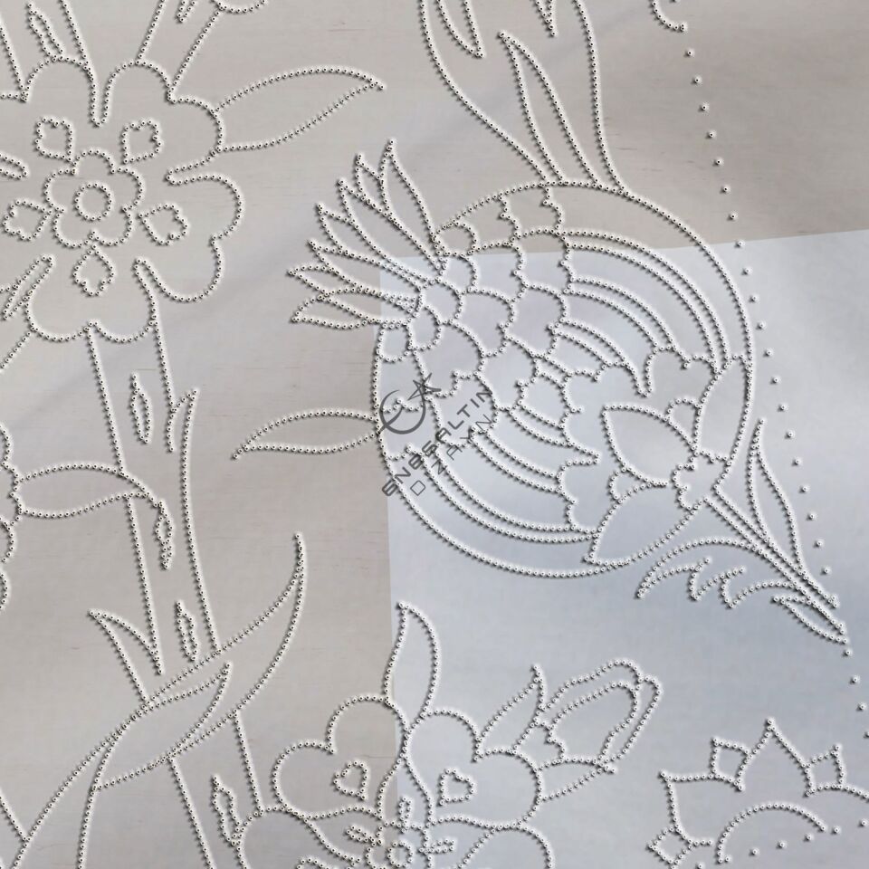 Şablon Desen 20 x 20 cm. - Kesit Motif Nar ve Penç Çini Karo Deseni