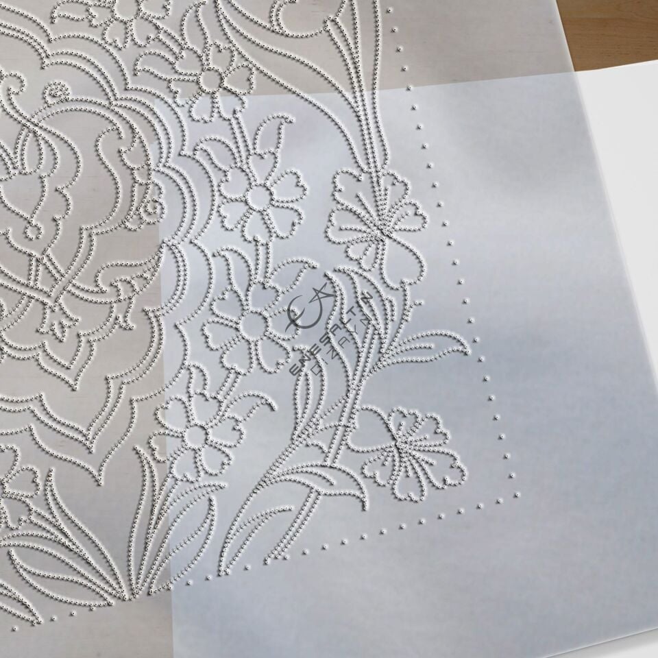 Şablon Desen 20 x 20 cm. - Rumi Madalyon Simetrik Motif Çini Karo Deseni