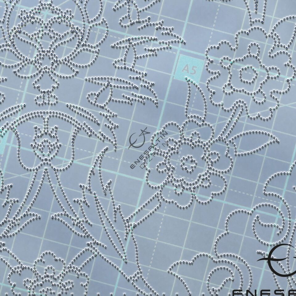 Şablon Desen 20 x 20 cm. - Rüstem Paşa Camii Simetrik Hatayi Lale Çini Karo Deseni