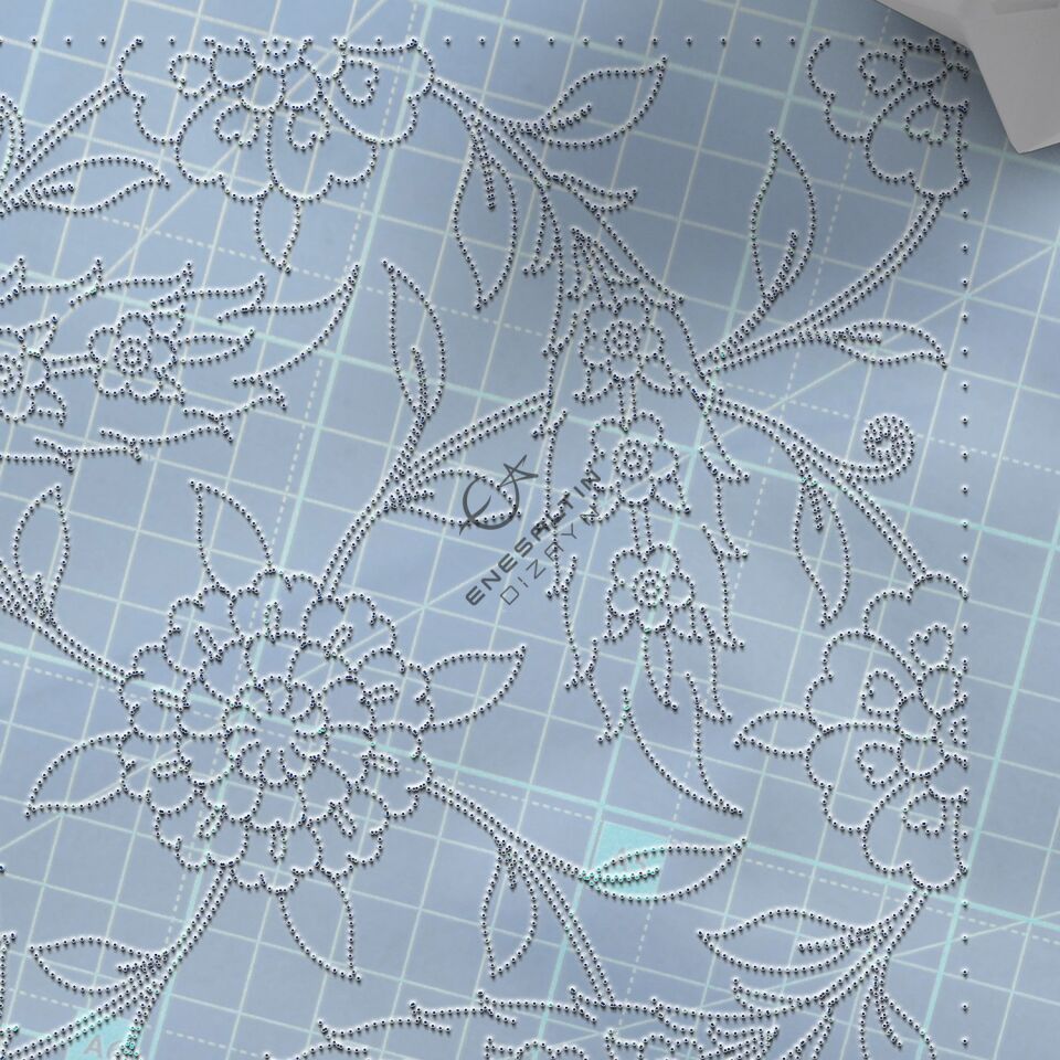 Şablon Desen 20 x 20 cm. - Ulama Hançer Yaprak Penç Çini Karo Deseni