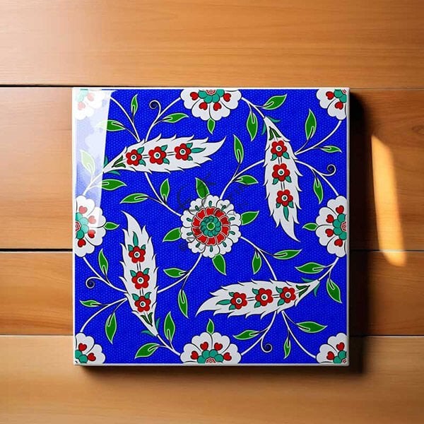 Şablon Desen 20 x 20 cm. - Ulama Hançer Yaprak Penç Çini Karo Deseni