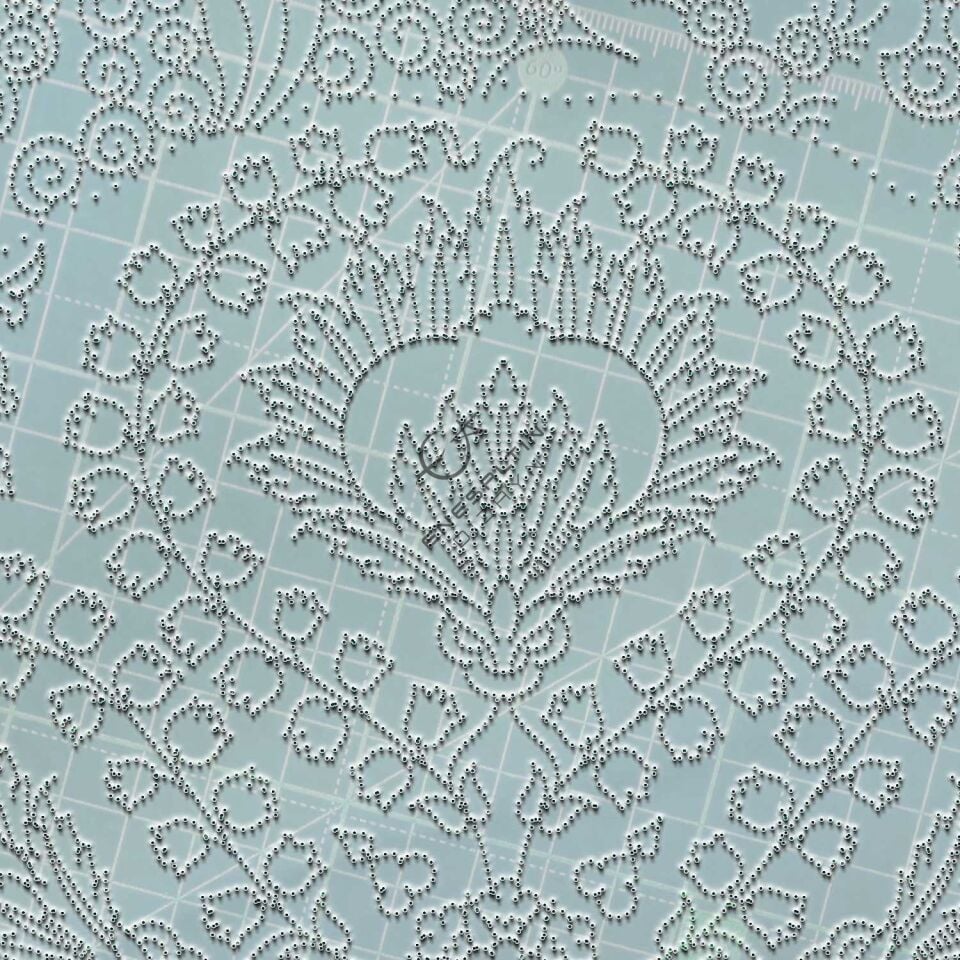 Şablon Desen 30 cm. -  Klasik İznik 1622 Diken Sümbül 4 'lü Simetrik Çini Tabak Deseni