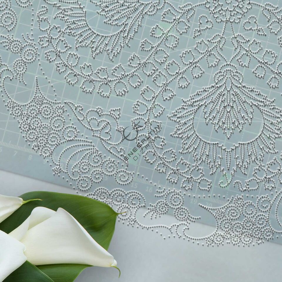 Şablon Desen 30 cm. -  Klasik İznik 1622 Diken Sümbül 4 'lü Simetrik Çini Tabak Deseni