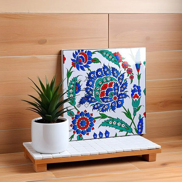 Şablon Desen 20 x 20 cm. - Karo Kesit Hatayi Çini Karo Deseni