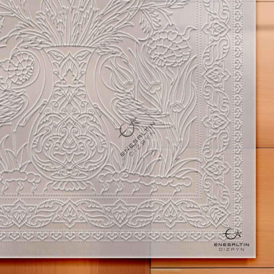 Şablon Desen 40x60 cm. BÜYÜK BOY -  Kuş Motifli 6'lı Çini Karo Deseni