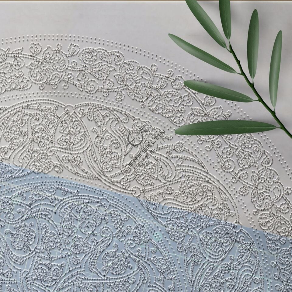 Şablon Desen 40 cm - Baba Nakkaş 1480 Rumiler ve İncir Yaprakları Çini Tabak Deseni