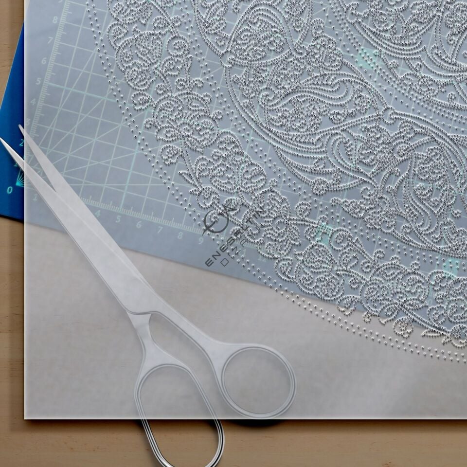 Şablon Desen 40 cm - Baba Nakkaş 1480 Rumiler ve İncir Yaprakları Çini Tabak Deseni