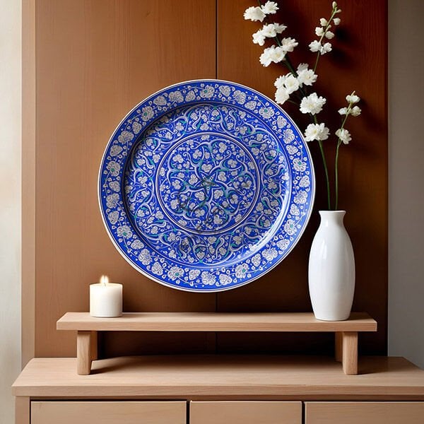 Şablon Desen 40 cm - Baba Nakkaş 1480 Rumiler ve İncir Yaprakları Çini Tabak Deseni