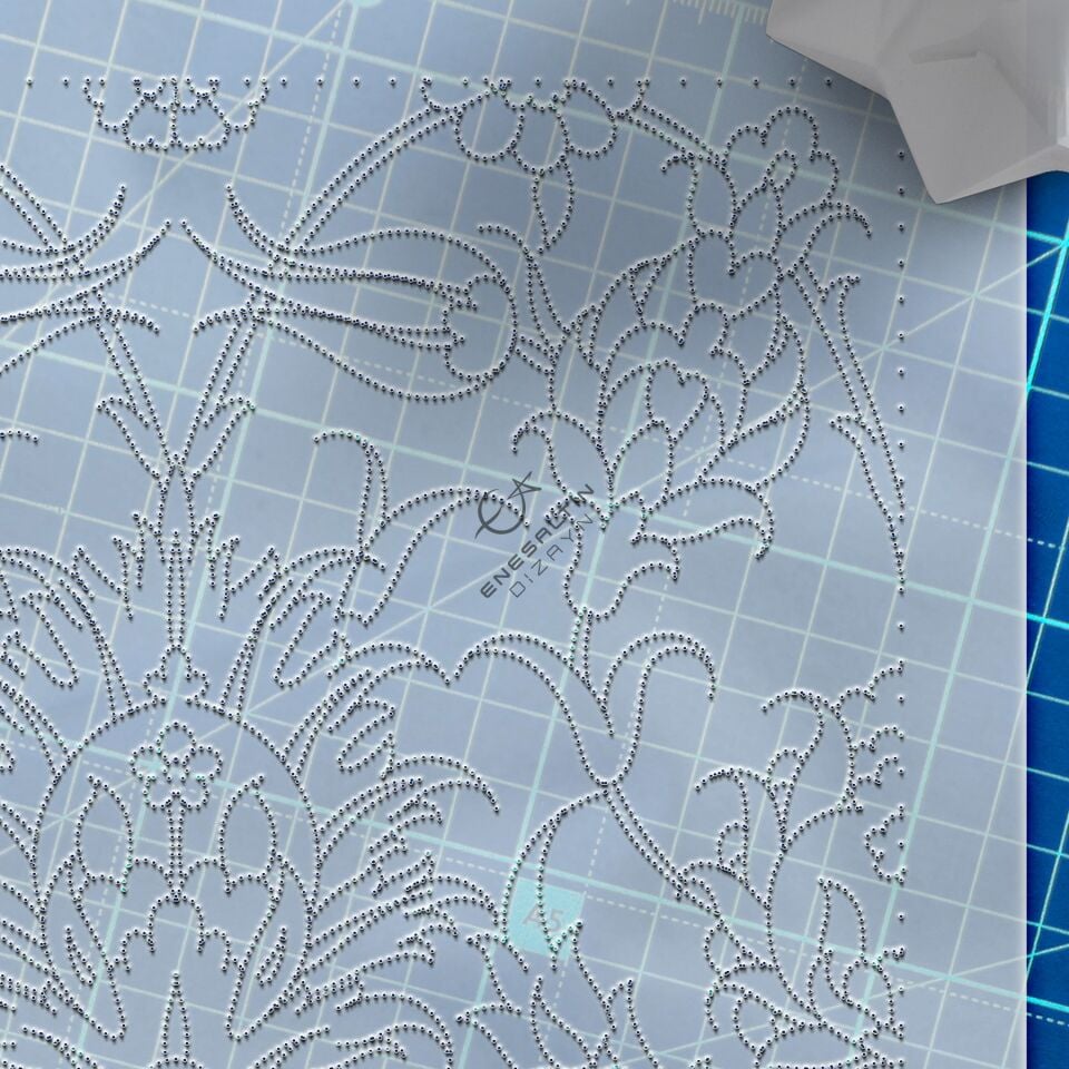 Şablon Desen 20 x 20 cm. - Ulama Simetrik Hatayi Çini Karo Deseni