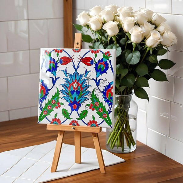 Şablon Desen 20 x 20 cm. - Ulama Simetrik Hatayi Çini Karo Deseni