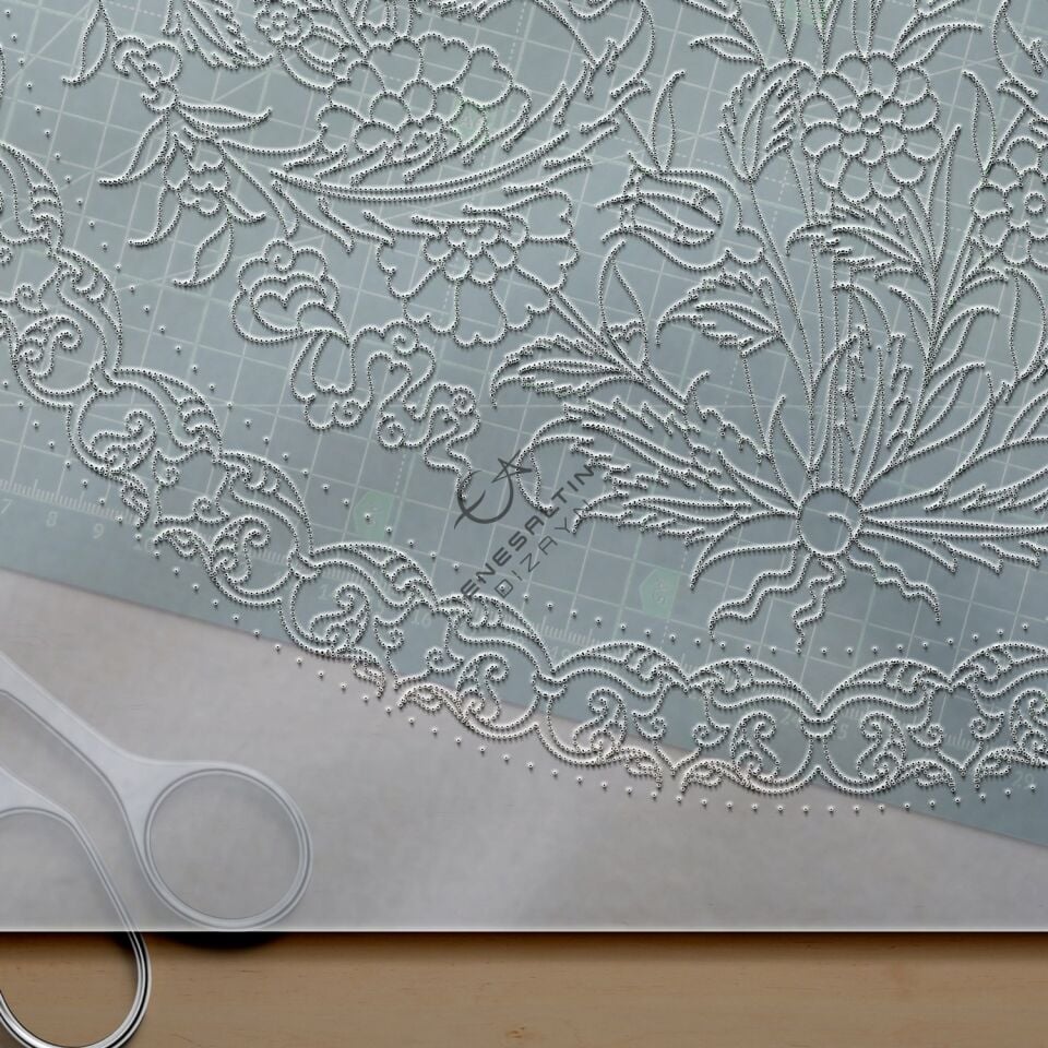 Şablon Desen 42 cm - Klasik İznik Nar Çini Tabak Deseni