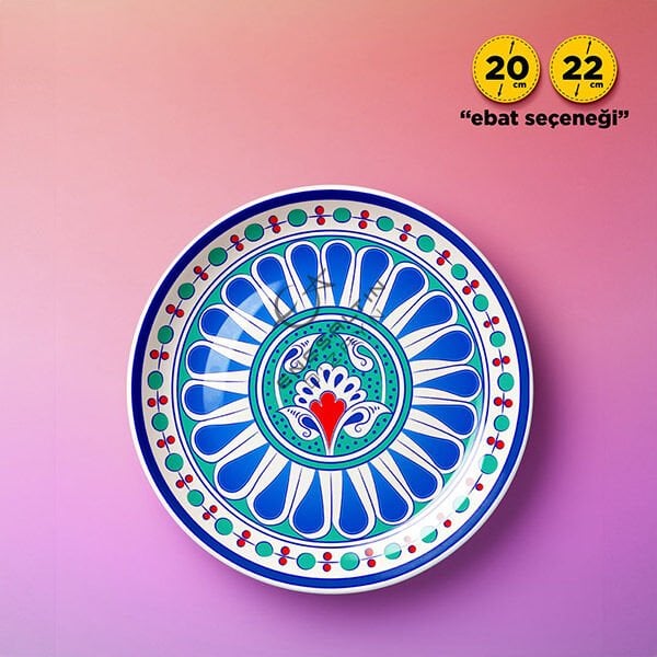 Şablon Desen - Beylikler Dönemi Damla Çarkıfelek Çini Tabak Deseni