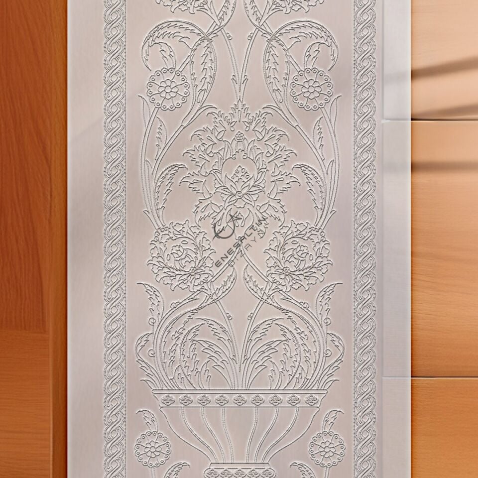 Şablon Desen 30x100 cm. - Maxi Boy Bitkisel Hatayi Vazo Motifli Çini Karo Deseni