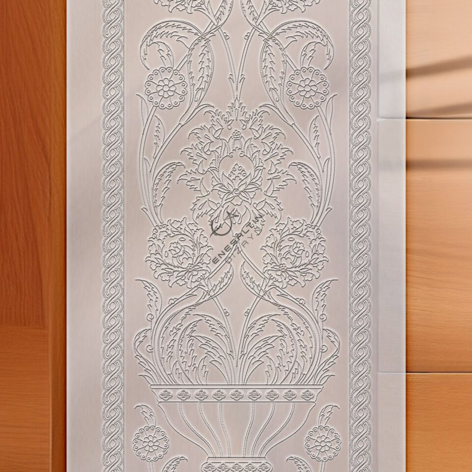 Şablon Desen 30x100 cm. - Maxi Boy Bitkisel Hatayi Vazo Motifli Çini Karo Deseni