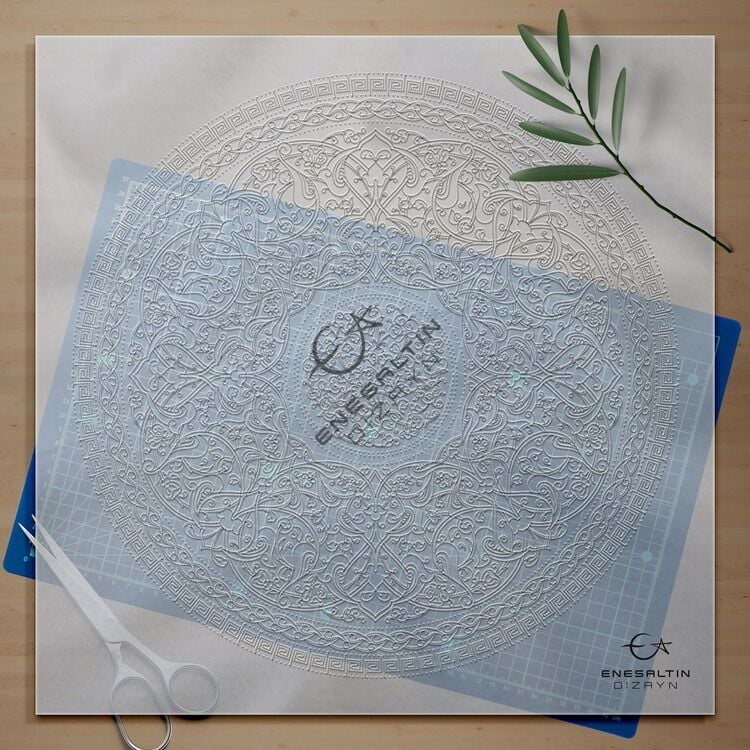 Şablon Desen 40 cm - Baba Nakkaş 1480 Klasik İznik Rumi Hatayi Çini Tabak Deseni