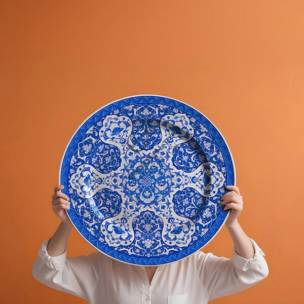 Şablon Desen 50 cm - Baba Nakkaş 1510 Rumi Lotus Motifli Çini Tabak Deseni