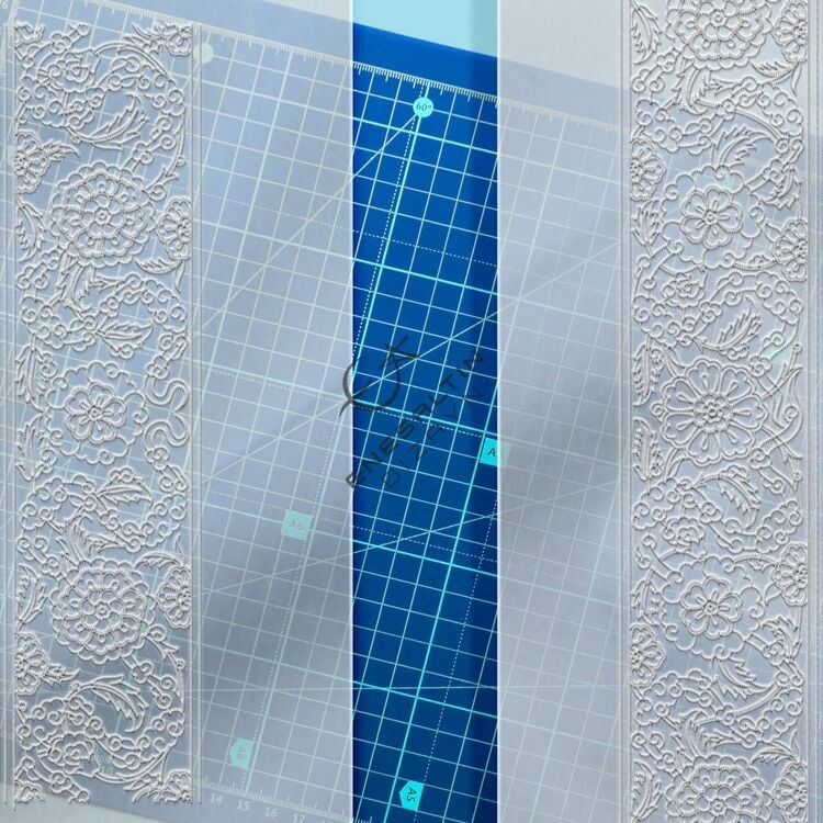 Şablon Desen 10x80 + 10x40 cm. -  Bulut ve Penç Motifli Ayna Çerçevesi Çini Karo Deseni