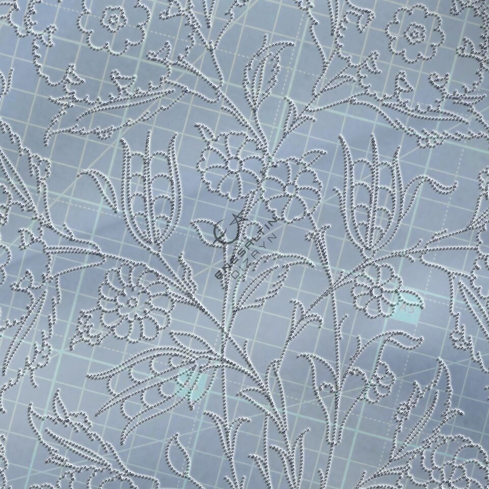 Şablon Desen 30 cm. -  Şam İşi Klasik İznik 1550 Gül Buketi Çini Tabak Deseni