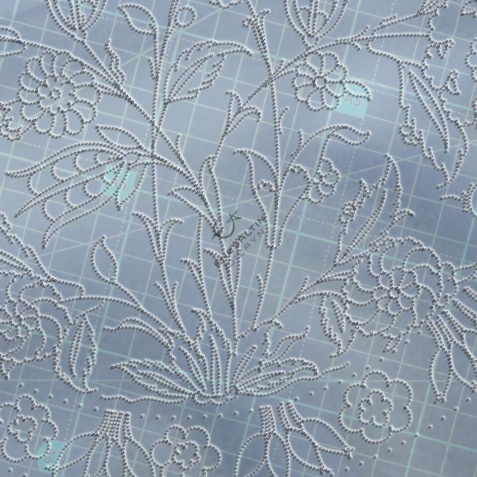 Şablon Desen 30 cm. -  Şam İşi Klasik İznik 1550 Gül Buketi Çini Tabak Deseni