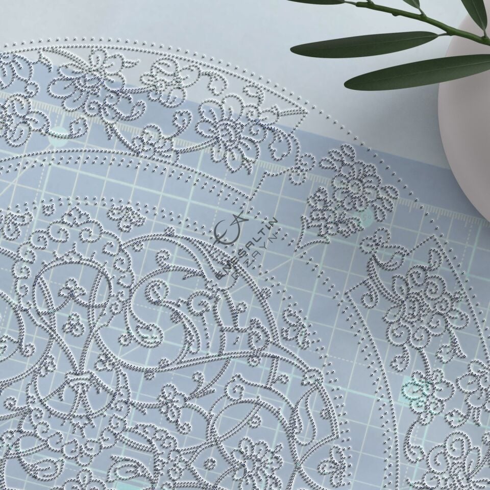 Şablon Desen 30 cm - Baba Nakkaş Klasik İznik Rumi Lotus Motifli Çini Tabak Deseni