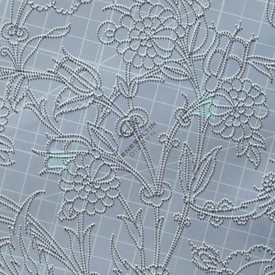 Şablon Desen 30 cm. -  Klasik İznik 1550 Kasımpatı, Hatayi ve Hançer Yaprak Çini Deseni