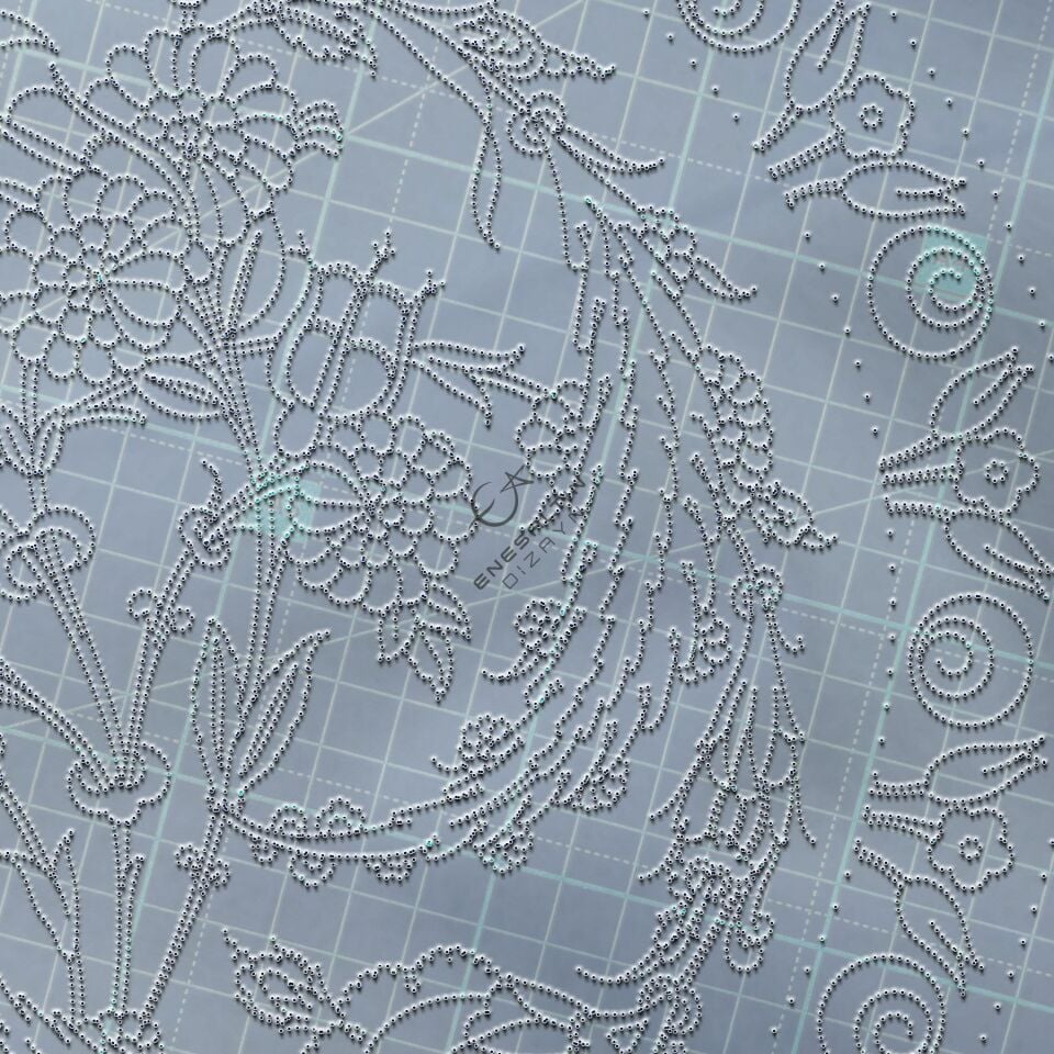 Şablon Desen 30 cm. -  Klasik İznik 1550 Kasımpatı, Hatayi ve Hançer Yaprak Çini Deseni