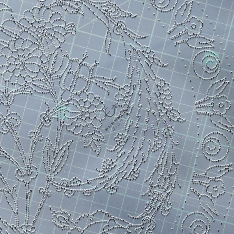 Şablon Desen 30 cm. -  Klasik İznik 1550 Kasımpatı, Hatayi ve Hançer Yaprak Çini Deseni