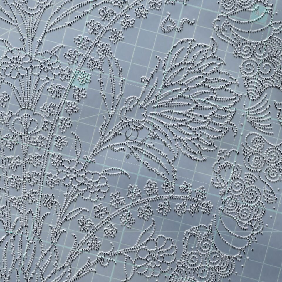 Şablon Desen 30 cm. -  Klasik İznik Sümbül ve Hançer Yaprak Motifli Çini Tabak Deseni