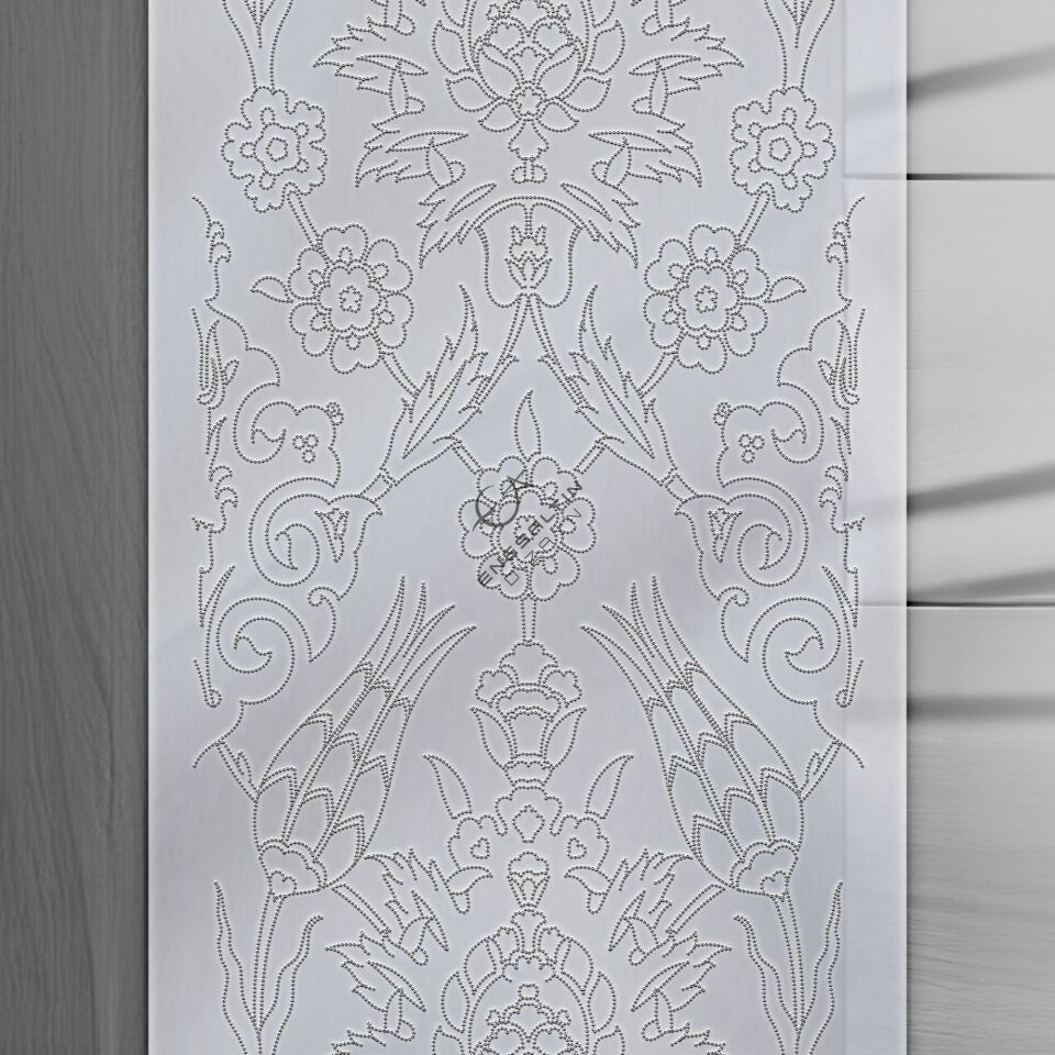 Şablon Desen 20 x 60 cm. - Rüstem Paşa Simetrik Hatayi Lale Çini Karo 3'lü Pano Deseni