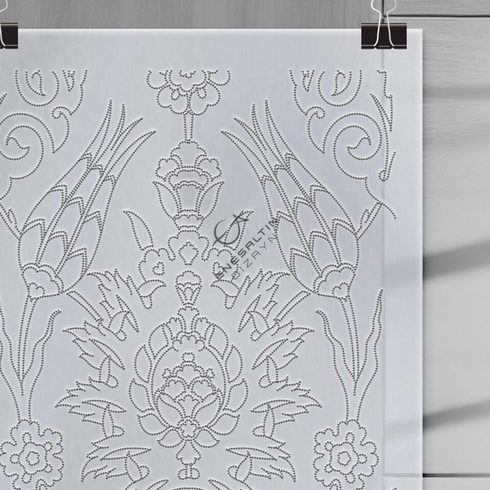 Şablon Desen 20 x 60 cm. - Rüstem Paşa Simetrik Hatayi Lale Çini Karo 3'lü Pano Deseni