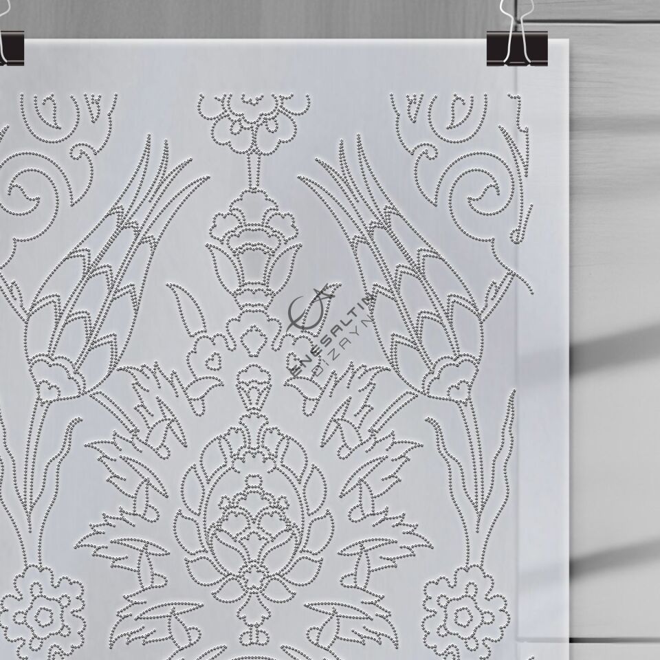 Şablon Desen 20 x 60 cm. - Rüstem Paşa Simetrik Hatayi Lale Çini Karo 3'lü Pano Deseni